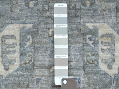 Grey 2'5" x 11'7" Oushak And Peshawar Hand knotted Wool Rug - Sku: O070158