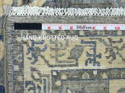 Grey 2'5" x 11'7" Oushak And Peshawar Hand knotted Wool Rug - Sku: O070158
