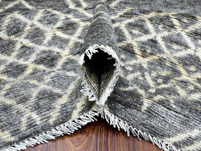 Tribal & Geometric hand-knotted wool rug in Gray, 12'4" x 15'1" — SKU O070166 (view 5)