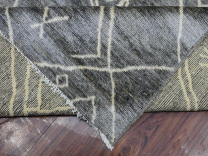 Grey 12'4" x 15'1" Tribal & Geometric Hand knotted Wool Rug - Sku: O070166