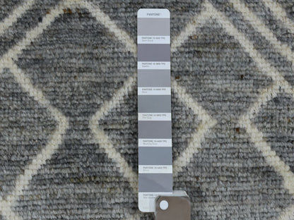 Grey 12'4" x 15'1" Tribal & Geometric Hand knotted Wool Rug - Sku: O070166