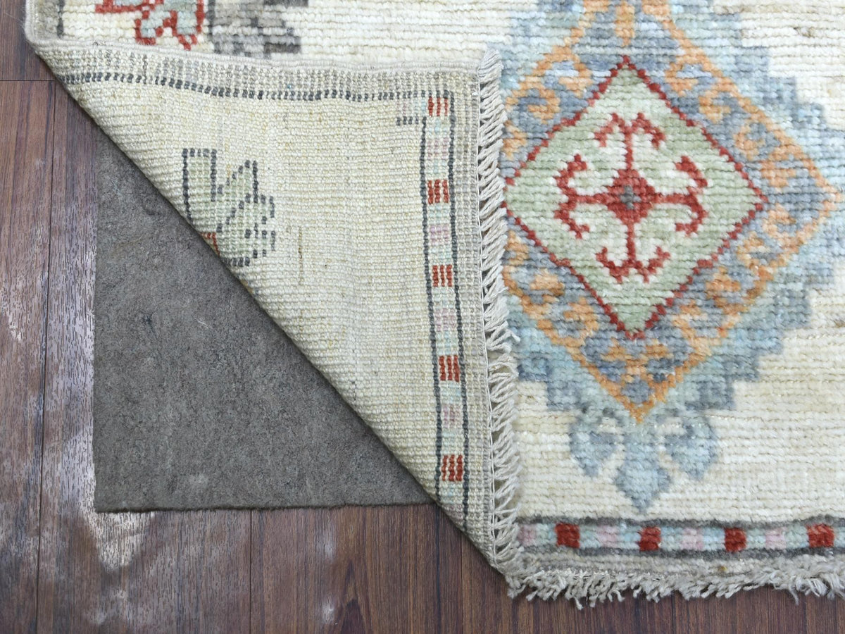 Tribal & Geometric hand-knotted wool runner in Gray, 3' x 12' — SKU O070181 (view 2)