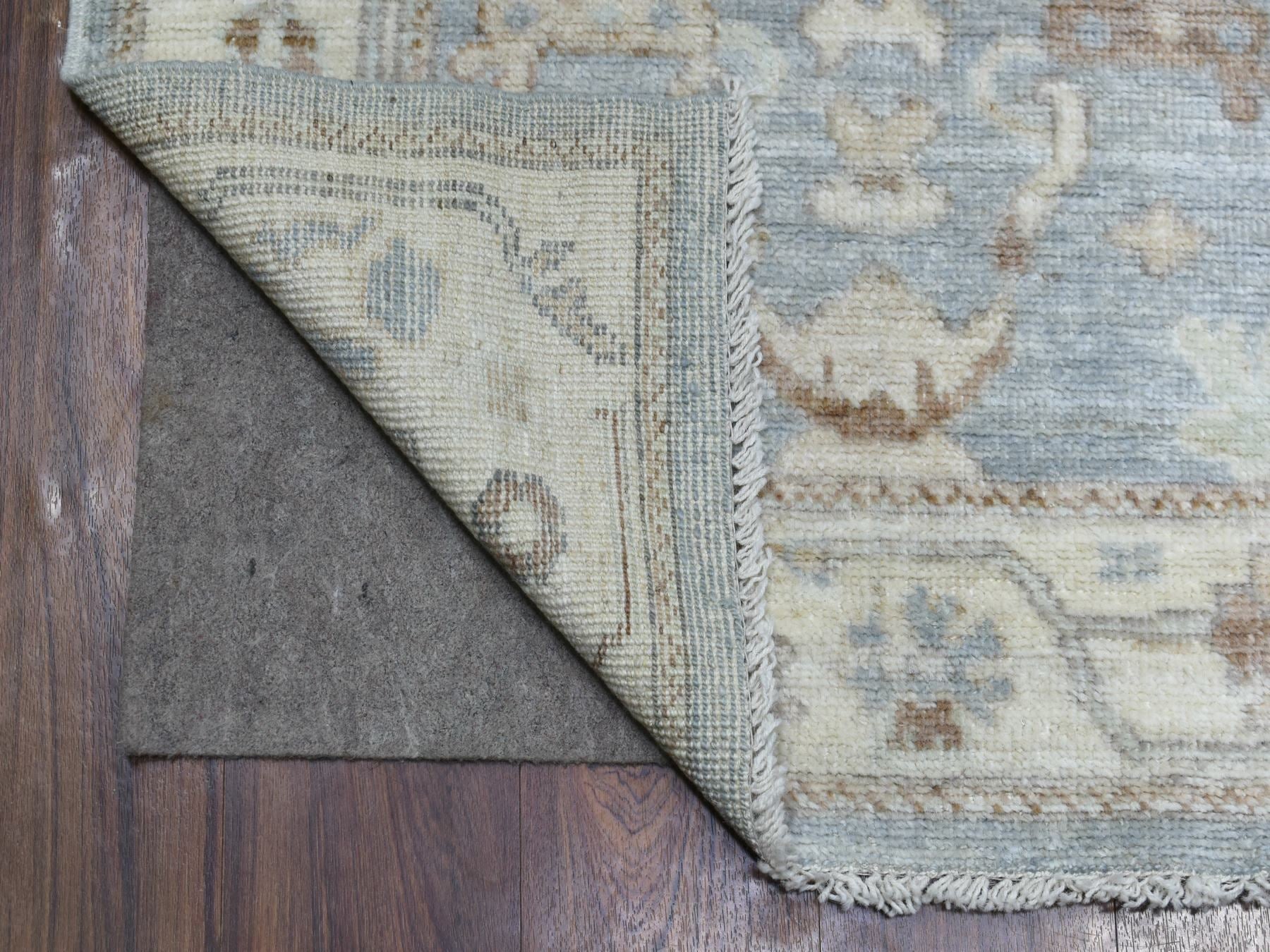 Gray 3'0" x 13'7" Oushak / Peshawar Hand knotted Wool Rug - Sku: O070188