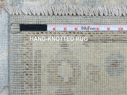 Grey 3'0" x 13'7" Oushak And Peshawar Hand knotted Wool Rug - Sku: O070188