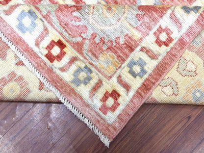 Red 11'7" x 14'6" Oushak / Peshawar Hand knotted Wool Rug - Sku: O070194