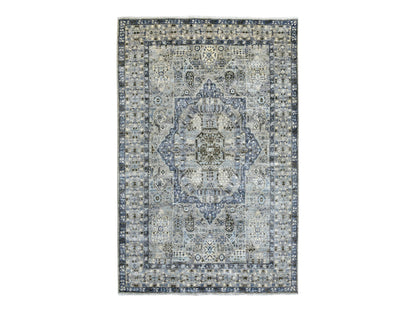 Grey 6'0" x 9'5" Oushak And Peshawar Hand knotted Wool Rug - Sku: O070221