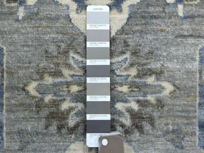 Grey 2'6" x 11'6" Oushak And Peshawar Hand knotted Wool Rug - Sku: O070226