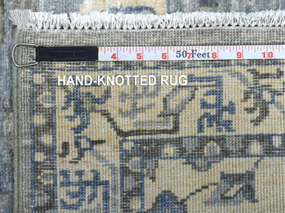Grey 2'6" x 11'6" Oushak And Peshawar Hand knotted Wool Rug - Sku: O070226