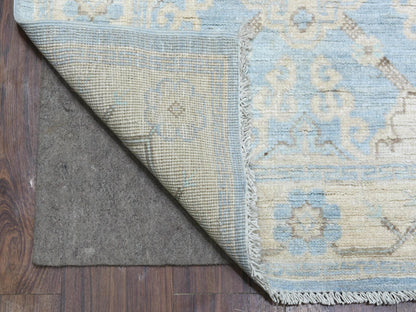 Peshawar Oushak hand-knotted wool runner in Blue & Beige, 2'9" x 15' — SKU O070267 (view 2)