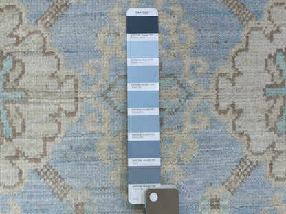 Peshawar Oushak hand-knotted wool runner in Blue & Beige, 2'9" x 15' — SKU O070267 (view 3)