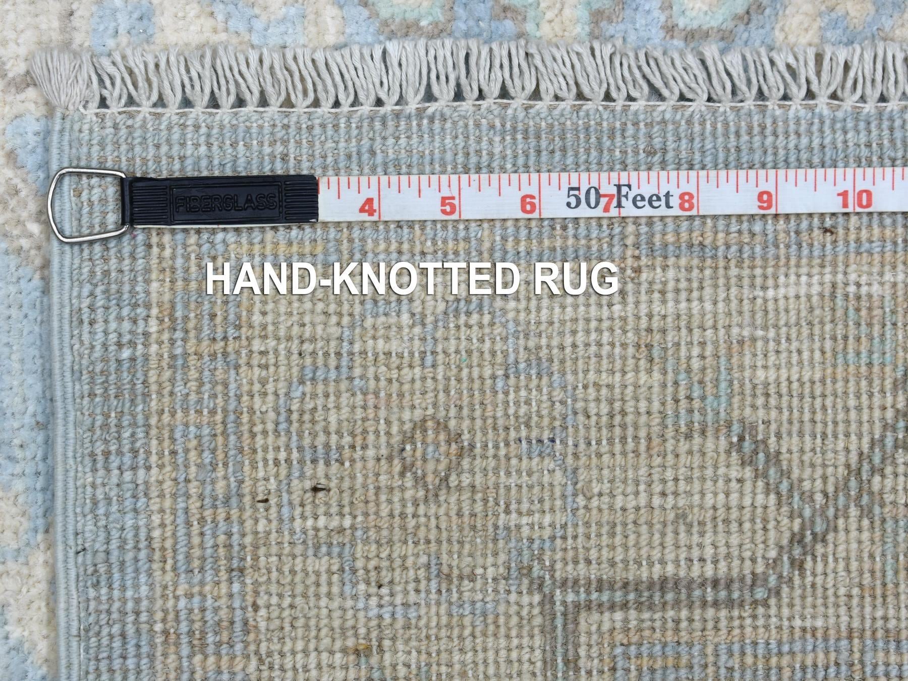Peshawar Oushak hand-knotted wool runner in Blue & Beige, 2'9" x 15' — SKU O070267 (view 6)