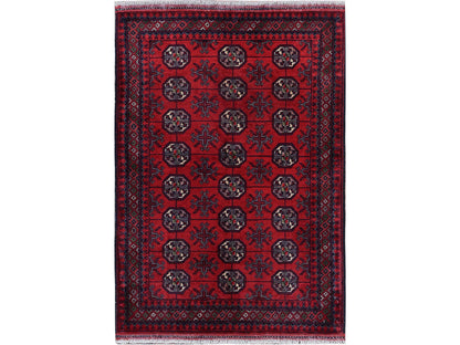 Red 2'9" x 3'10" Tribal Hand knotted Wool Rug - Sku: O0702