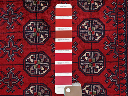 Red 2'9" x 3'10" Tribal Hand knotted Wool Rug - Sku: O0702