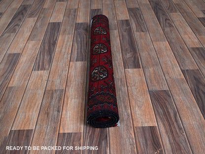Red 2'9" x 3'10" Tribal Hand knotted Wool Rug - Sku: O0702