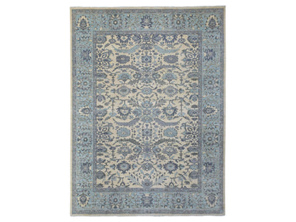 Ivory 9'0" x 11'10" Oushak And Peshawar Hand knotted Wool Rug - Sku: O070317