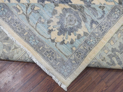 Ivory 9'0" x 11'10" Oushak And Peshawar Hand knotted Wool Rug - Sku: O070317