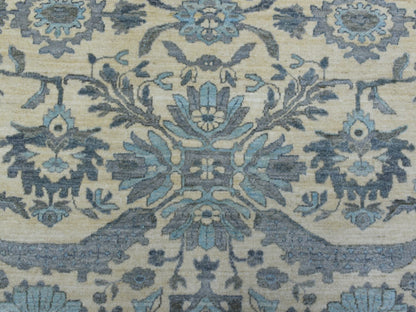Ivory 9'0" x 11'10" Oushak And Peshawar Hand knotted Wool Rug - Sku: O070317