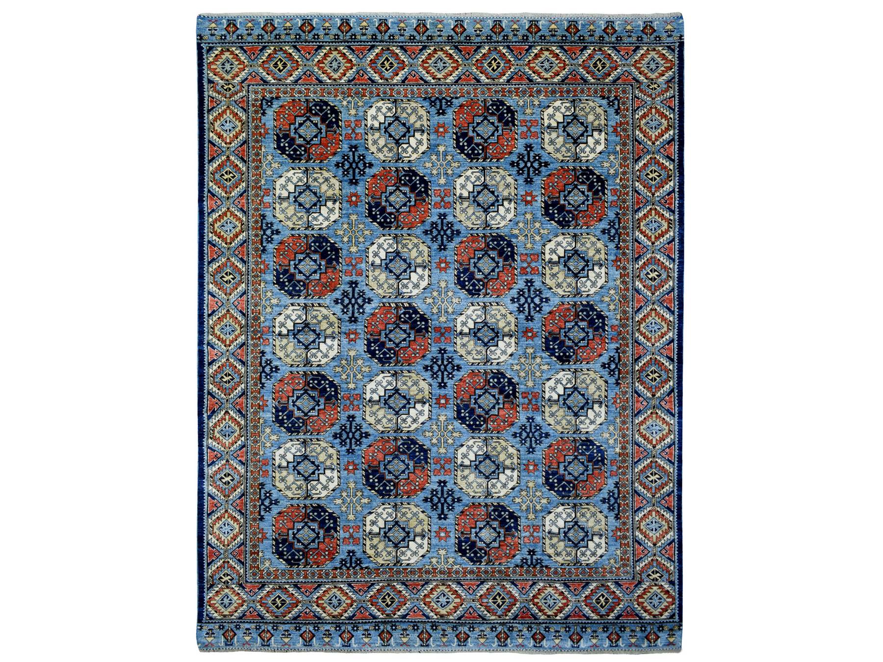 Ersari Tribal & Geometric hand-knotted wool rug in Blue, 9'8" x 12'4" — SKU O070321