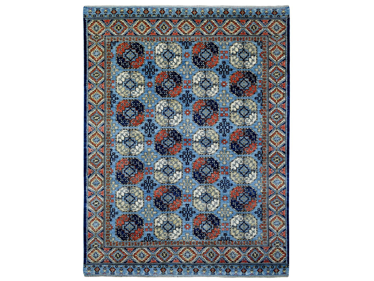 Ersari Tribal & Geometric hand-knotted wool rug in Blue, 9'8" x 12'4" — SKU O070321