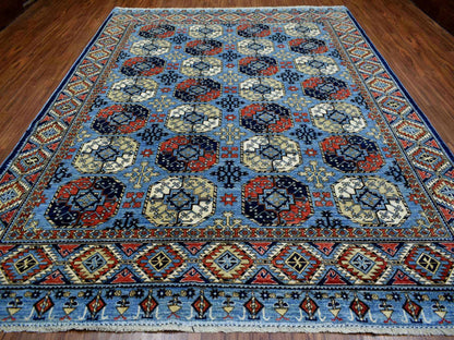 Ersari Tribal & Geometric hand-knotted wool rug in Blue, 9'8" x 12'4" — SKU O070321 (view 2)