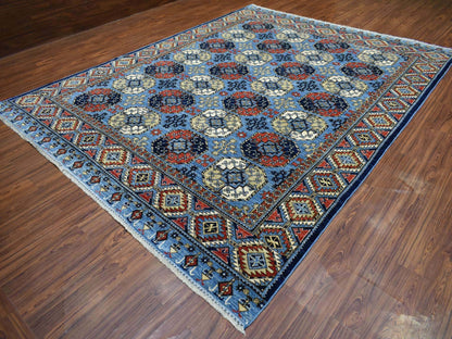 Ersari Tribal & Geometric hand-knotted wool rug in Blue, 9'8" x 12'4" — SKU O070321 (view 3)