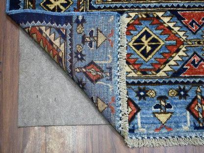 Ersari Tribal & Geometric hand-knotted wool rug in Blue, 9'8" x 12'4" — SKU O070321 (view 4)