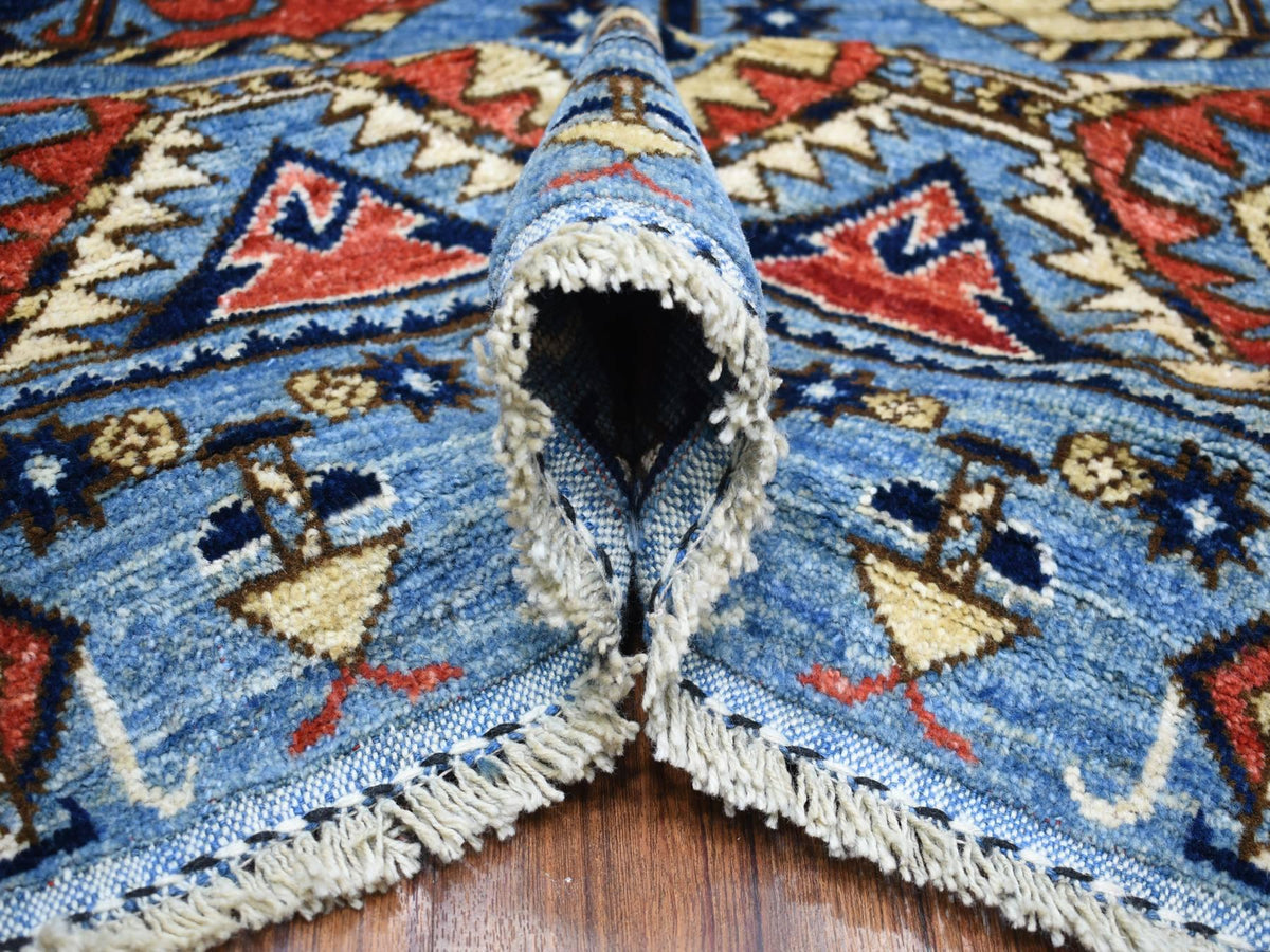 Ersari Tribal & Geometric hand-knotted wool rug in Blue, 9'8" x 12'4" — SKU O070321 (view 5)