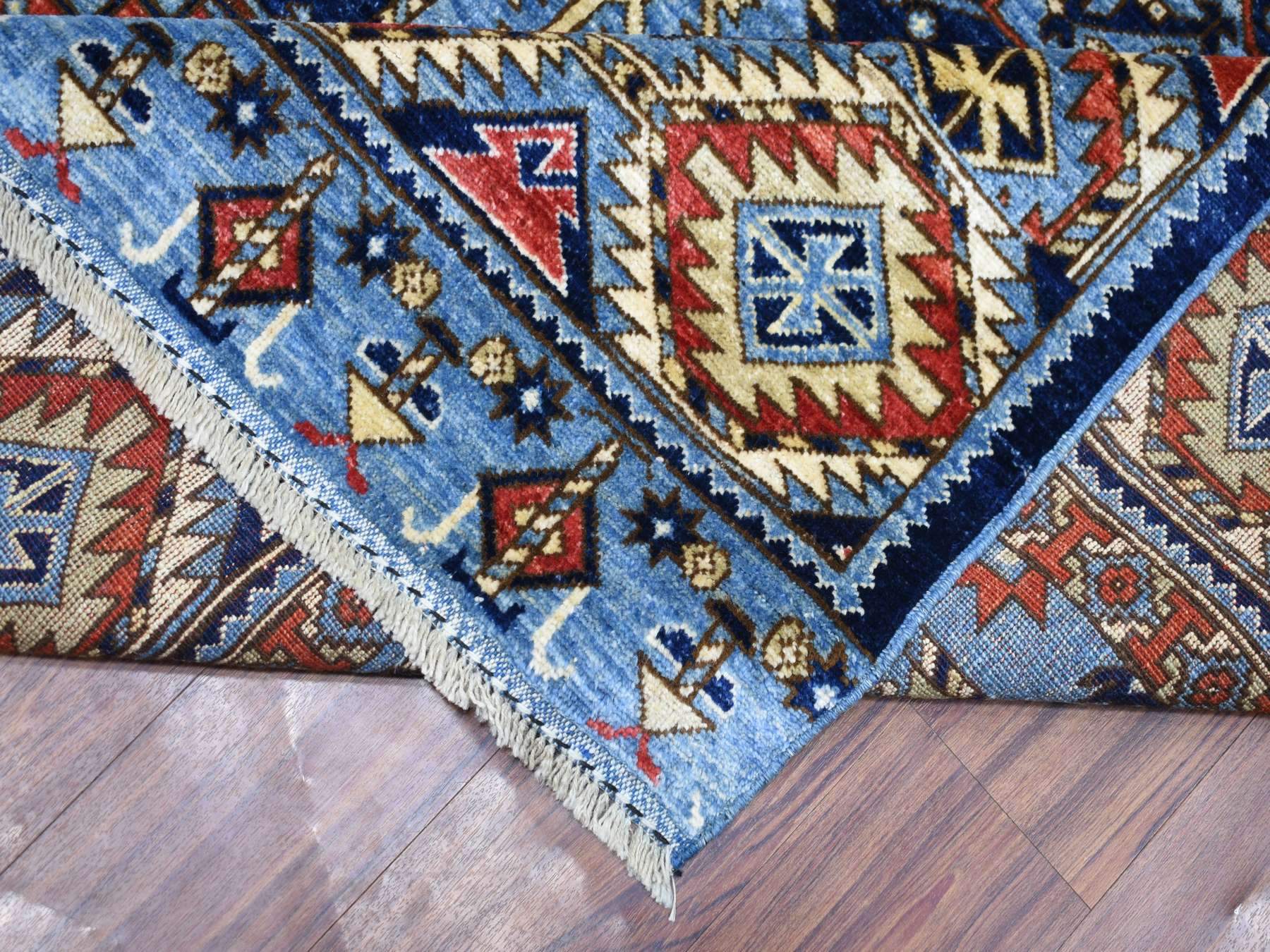 Ersari Tribal & Geometric hand-knotted wool rug in Blue, 9'8" x 12'4" — SKU O070321 (view 6)