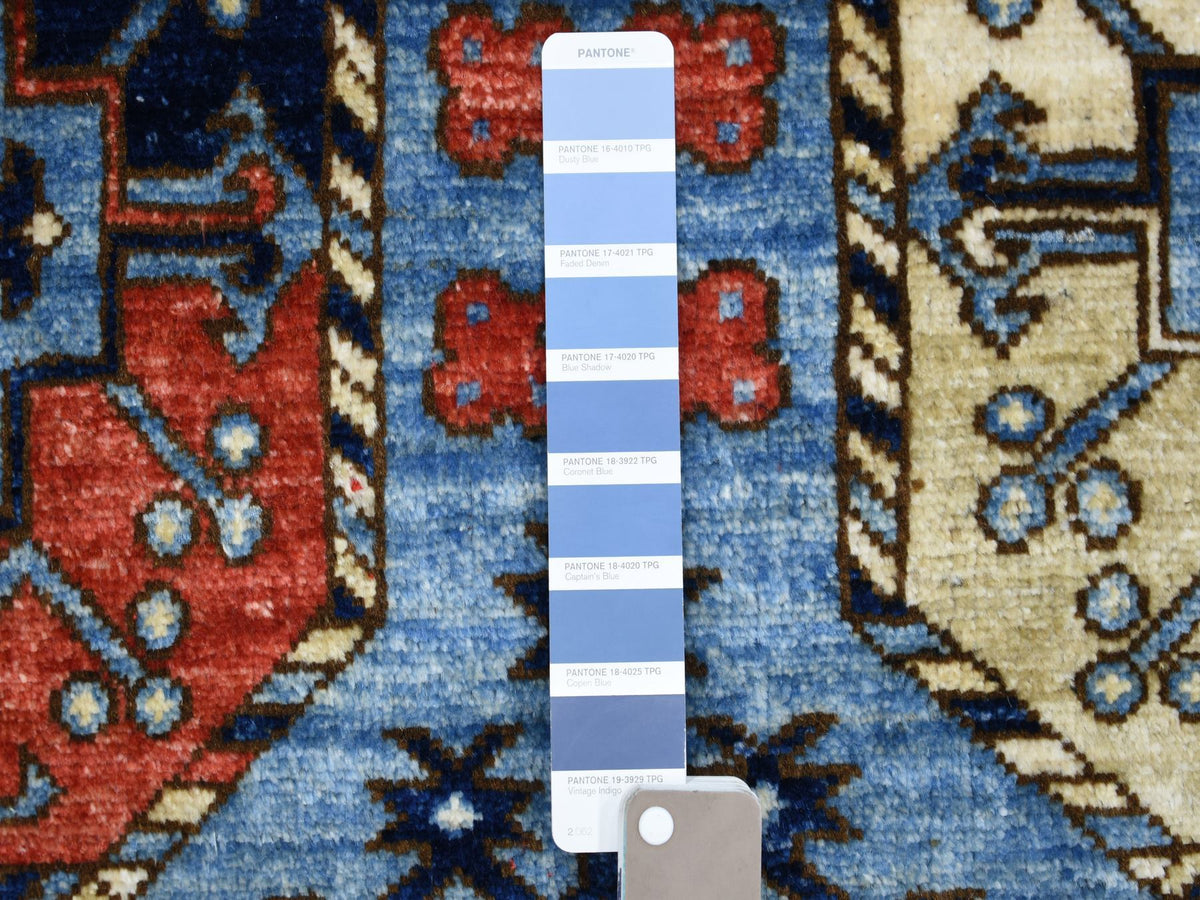 Ersari Tribal & Geometric hand-knotted wool rug in Blue, 9'8" x 12'4" — SKU O070321 (view 7)