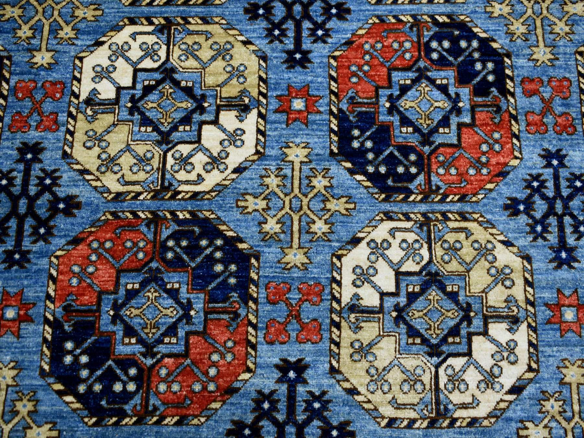 Ersari Tribal & Geometric hand-knotted wool rug in Blue, 9'8" x 12'4" — SKU O070321 (view 8)
