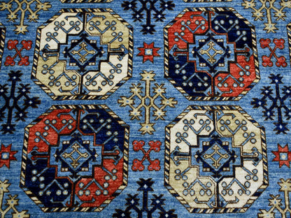 Ersari Tribal & Geometric hand-knotted wool rug in Blue, 9'8" x 12'4" — SKU O070321 (view 8)