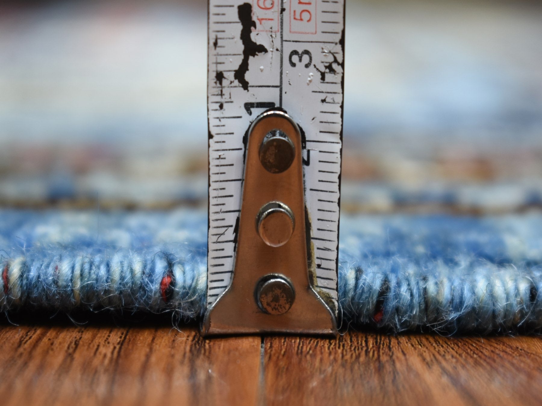 Ersari Tribal & Geometric hand-knotted wool runner in Blue, 4'1" x 9'9" — SKU O070392 (view 5)