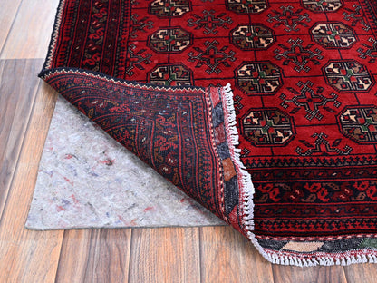 Tribal & Geometric hand-knotted wool rug in Red, 2'9" x 3'11" — SKU O0703 (view 3)