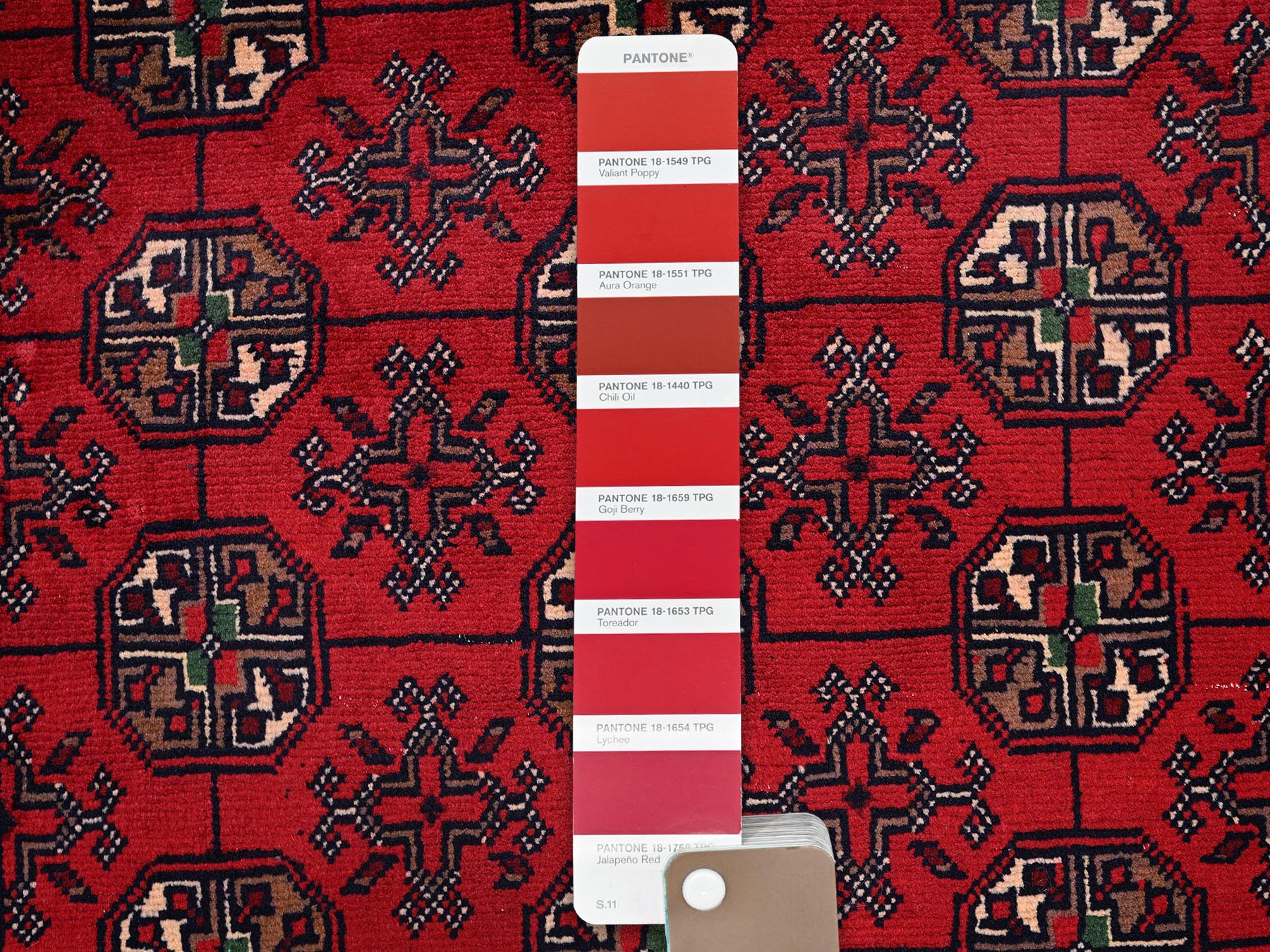 Tribal & Geometric hand-knotted wool rug in Red, 2'9" x 3'11" — SKU O0703 (view 4)