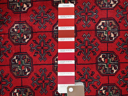 Tribal & Geometric hand-knotted wool rug in Red, 2'9" x 3'11" — SKU O0703 (view 4)