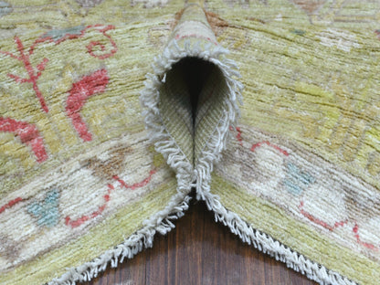 Green 8'0" x 9'9" Oushak / Peshawar Hand knotted Wool Rug - Sku: O070497