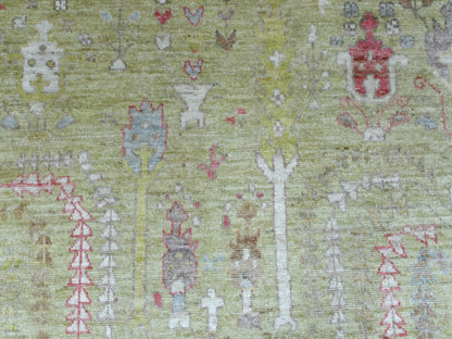Green 8'0" x 9'9" Oushak / Peshawar Hand knotted Wool Rug - Sku: O070497