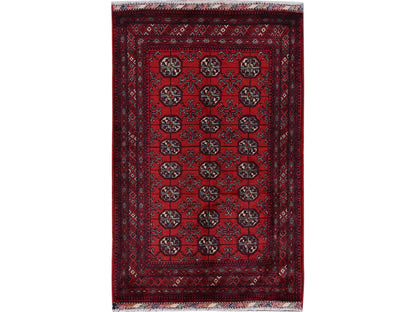 Tribal & Geometric hand-knotted wool rug in Red, 2'7" x 4' — SKU O0704