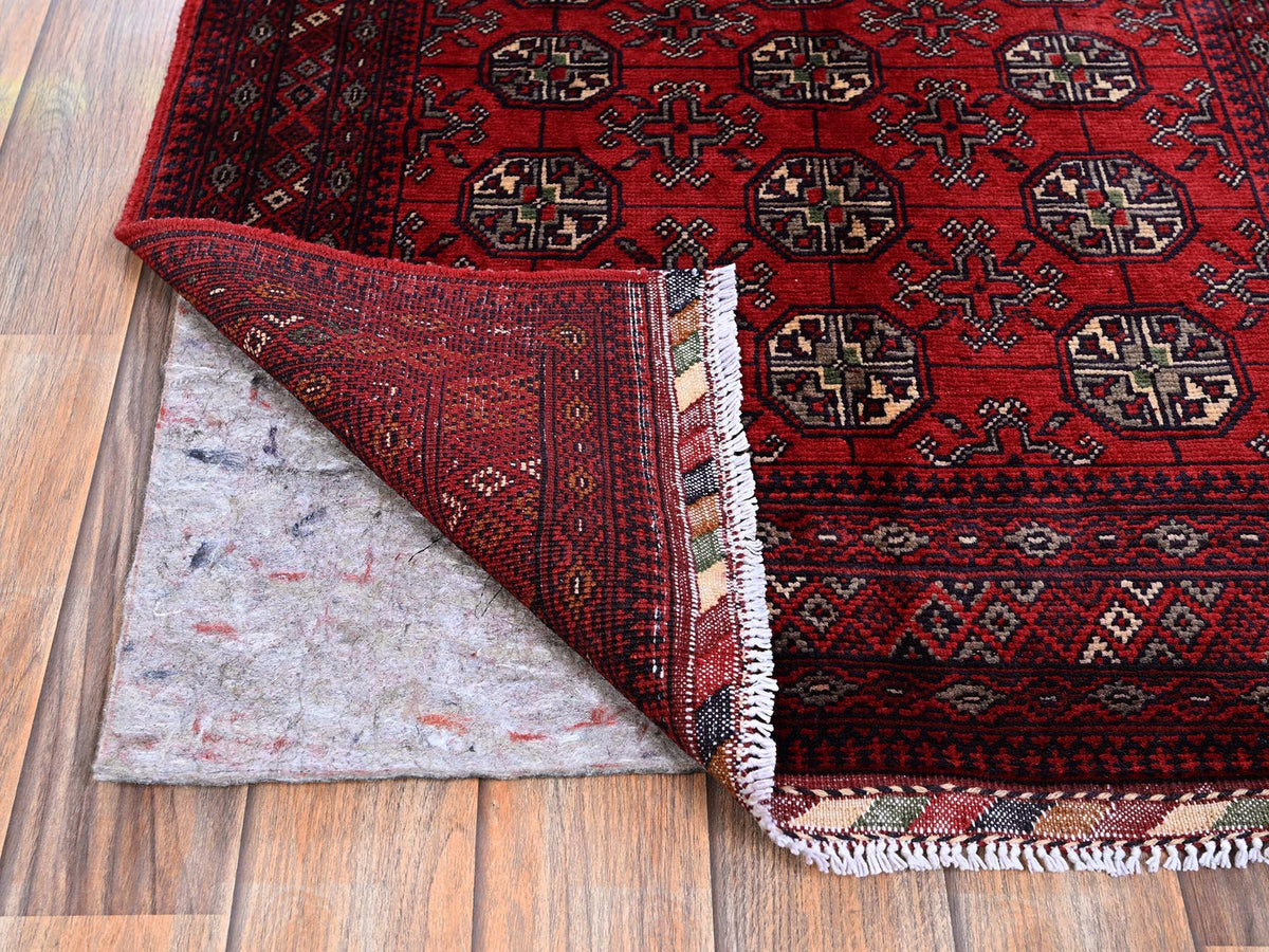 Tribal & Geometric hand-knotted wool rug in Red, 2'7" x 4' — SKU O0704 (view 3)