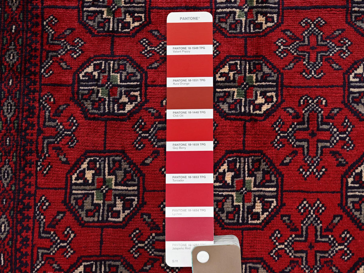 Tribal & Geometric hand-knotted wool rug in Red, 2'7" x 4' — SKU O0704 (view 4)
