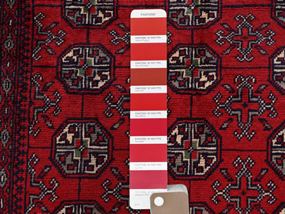 Tribal & Geometric hand-knotted wool rug in Red, 2'7" x 4' — SKU O0704 (view 4)