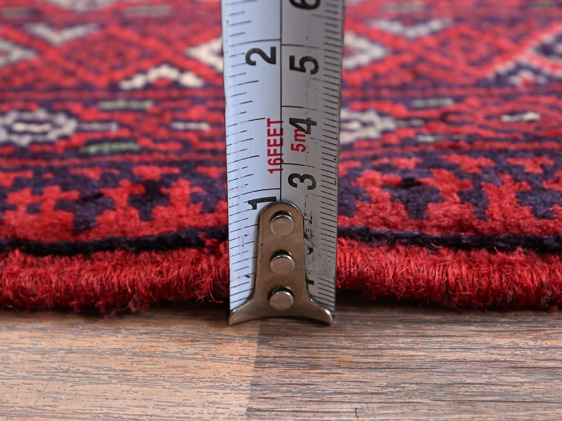 Tribal & Geometric hand-knotted wool rug in Red, 2'7" x 4' — SKU O0704 (view 6)