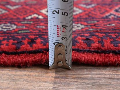 Tribal & Geometric hand-knotted wool rug in Red, 2'7" x 4' — SKU O0704 (view 6)