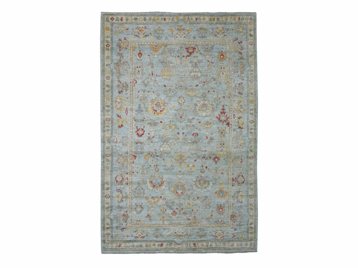 Oushak Oushak hand-knotted wool rug in Blue & Light Blue, 6'2" x 9'5" — SKU O070516