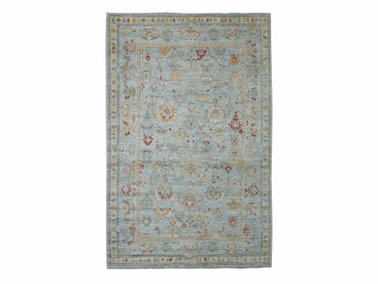 Oushak Oushak hand-knotted wool rug in Blue & Light Blue, 6'2" x 9'5" — SKU O070516