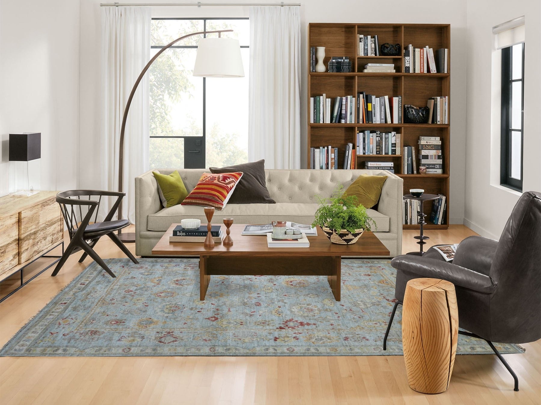 Oushak Oushak hand-knotted wool rug in Blue & Light Blue, 6'2" x 9'5" — SKU O070516 (view 2)