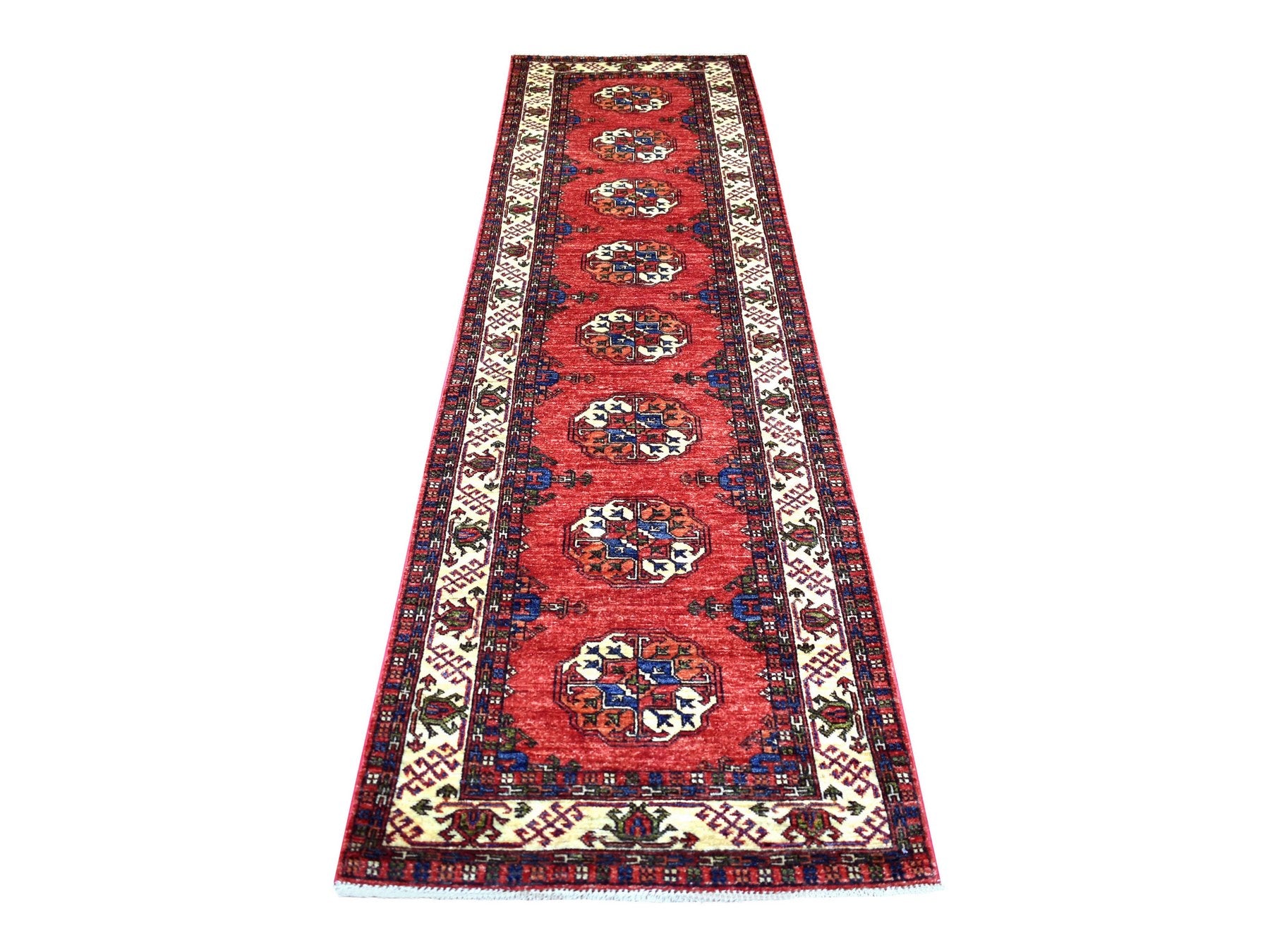 Red 2'9" x 9'10" Tribal Hand knotted Wool Rug - Sku: O070613