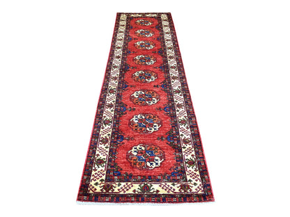 Red 2'9" x 9'10" Tribal Hand knotted Wool Rug - Sku: O070613