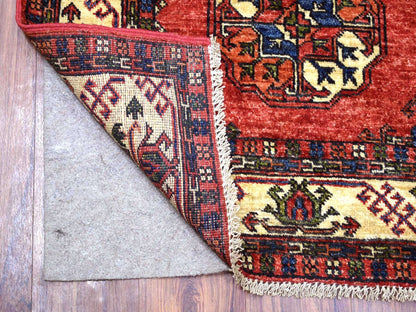 Red 2'9" x 9'10" Tribal Hand knotted Wool Rug - Sku: O070613