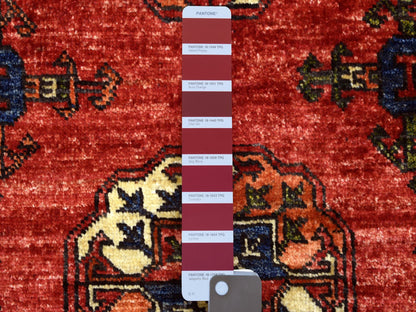 Red 2'9" x 9'10" Tribal Hand knotted Wool Rug - Sku: O070613
